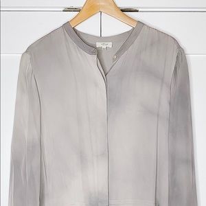 Aritzia Wilfred Silk Button Blouse - Grey Tie-Dye